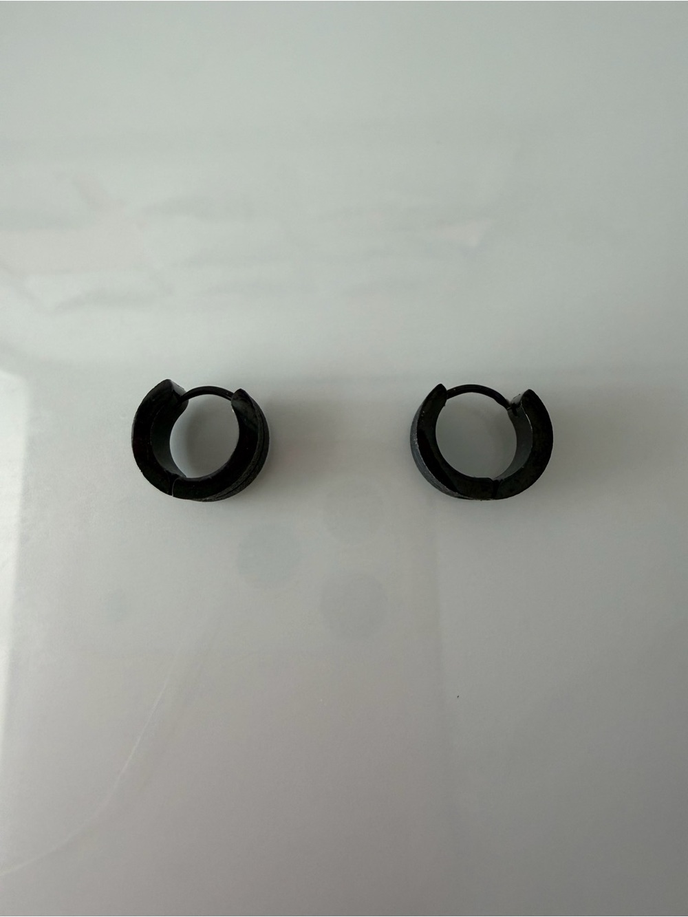 Minimal Black Hoop Huggie Earrings - Pair